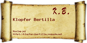 Klopfer Bertilla névjegykártya